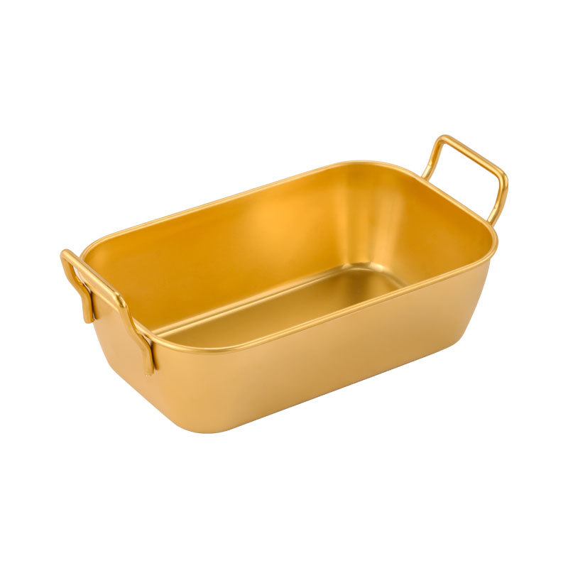 Papas fritas americanas creativas coreanas Pollo frito Cesta de acero inoxidable Comida frita Aperitivos dorados Plato cuadrado al por mayor