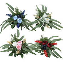 仿真人造花环摆件玫瑰蜡烛花环跨境新品花环家居浪漫装饰仿真花环