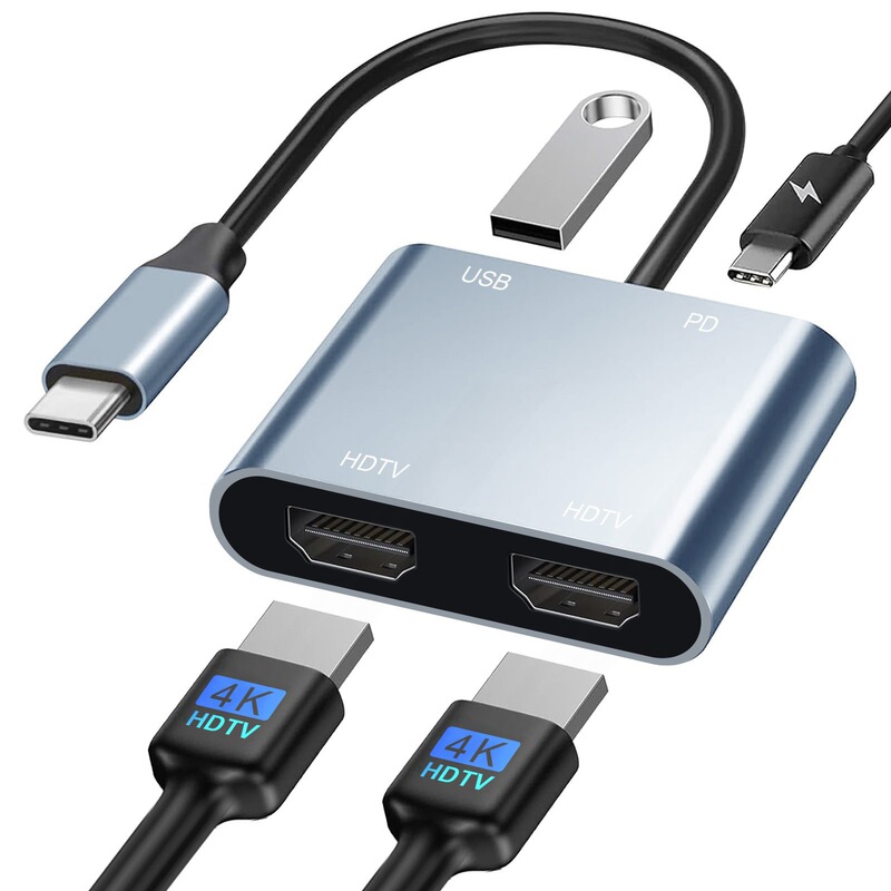 Four-In-One Multi-Screen Docking Station with Simultaneous Display and Different Resolutions, Type-C Expansion Dock, USB 3.0, Dual Hdmi, High-Definition Computer Split-Screen Expansion Dock Four-In-One Multi-Screen Docking Station with Simultaneous Display and Different Resolutions, Type-C Expansion Dock, USB 3.0, Dual Hdmi, High-Definition Computer Split-Screen Expansion Dock