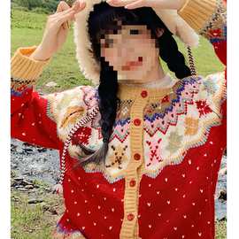 【珍妮糖果屋】野毛豆***圣诞毛衣费尔岛摩天轮氛围古着感开衫