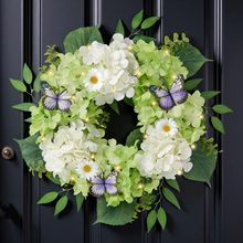 temu代发跨境爆款新款春季花环仿真绣球花家居装饰spring wre