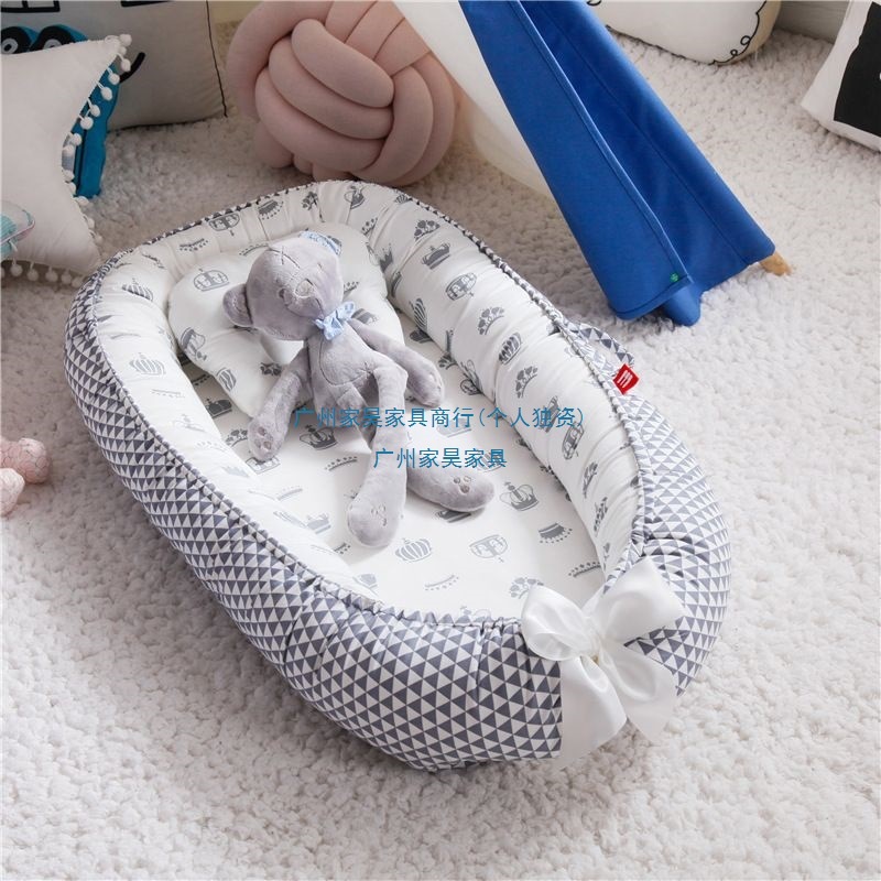 Cross-Border Folding Removable and Washable Portable Anti-Pressure Crib Mid-Bed Bionic Fully Removable Baby Pillow Travel Crib