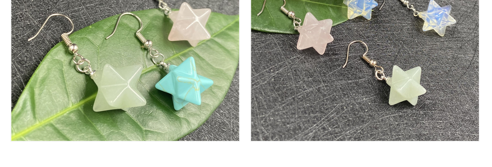 Fashion Stone Crystal Merkaba Hexagonal Star Earrings display picture 6