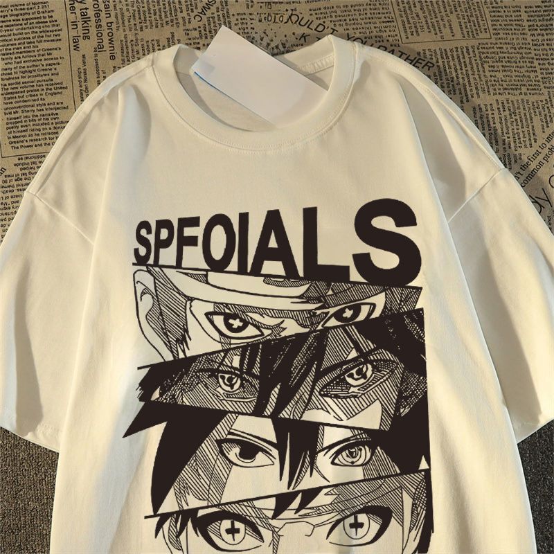 100% Pure Cotton Short-Sleeve T-Shirt, Heavyweight Japanese Style National Trend Anime Print, Summer Versatile Top, Ins Style