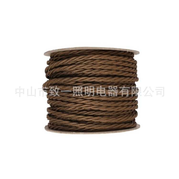 跨境热销灯具编织电源线 复古彩色编制电线麻花带轴编织线