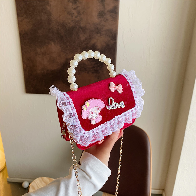 Nuevos bolsos infantiles coreanos bolsos de princesa bolsos de cadena bolsos de perlas bolsos de arco bolsos casuales para niñas