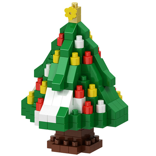 Luboyu Christmas gift compatible with Lego Christmas tree children's educational assembly toys miniature small particle building blocks