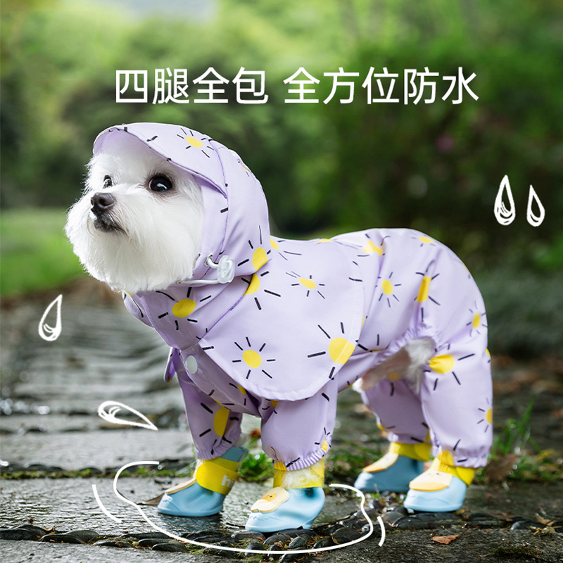 Los perros salen en días de lluvia, color, capa de sol, impermeable de cuatro patas, perro pequeño, impermeable, ropa de peluche para mascotas todo incluido