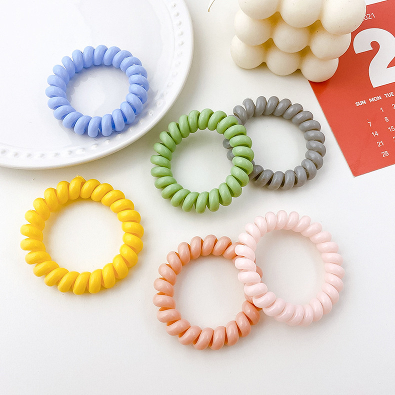 Boucle de ligne téléphonique de couleur bonbon, cheveux attachés de fille douce, bandeau en caoutchouc, cheveux en corde coréens simples et sans trace_voghion.com