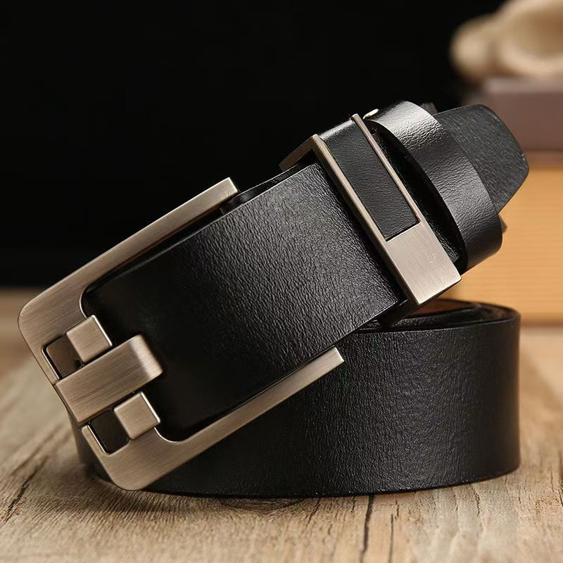 Spring and Autumn New Men's Jeans Leather Metal Business Casual Loose Thick Wholesale Men's Pin Buckle Belt