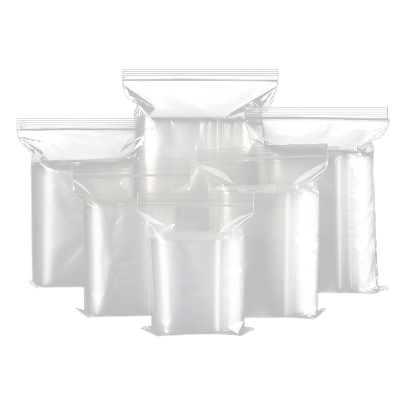 En stock PE ziplock bolsa espesada bolsa de sellado de alimentos gran tamaño pequeño bolsa de plástico transparente ziplock bolsa al por mayor