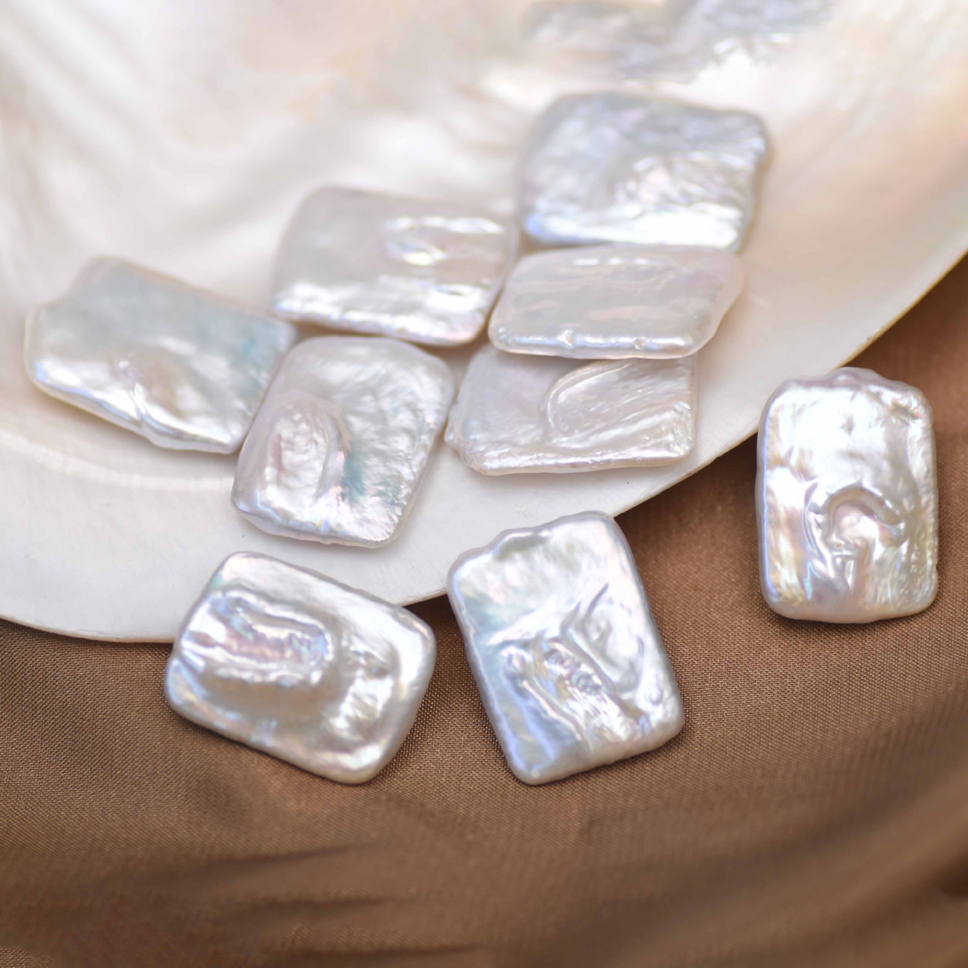 15*25mm巴洛克大顆粒長方塊異形珍珠散珠淡水顆粒裸珠DIY飾品材料