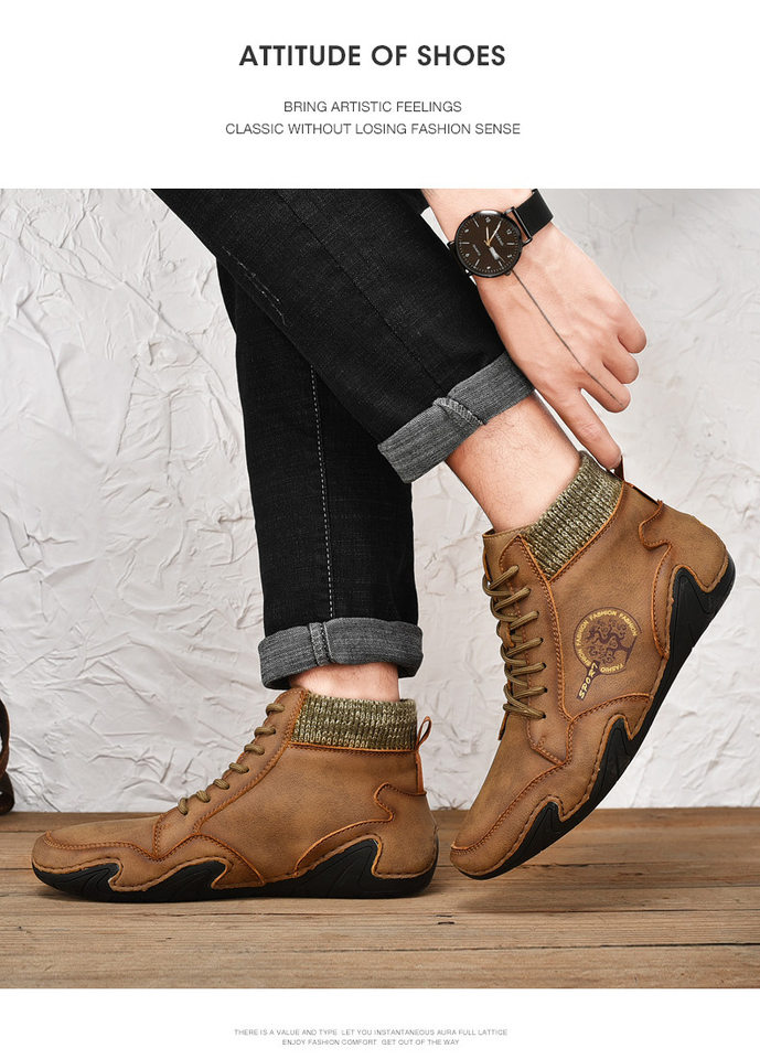 Giày bốt Martin nam cổ trung, đế thấp, thời trang casual, giữ ấm — 8898 Màu nâu, 8898 kaki, 8898 màu đen, 8898 xanh quân đội chi tiết 26