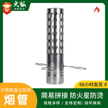 野营露营柴火炉  不锈钢银色帐篷取暖炉防火星网管户外野炊烧烤