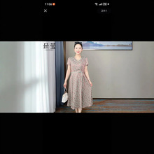 一件代发新款中年女装40-60岁中老年人衣服妈妈装裙子新中式雪纺