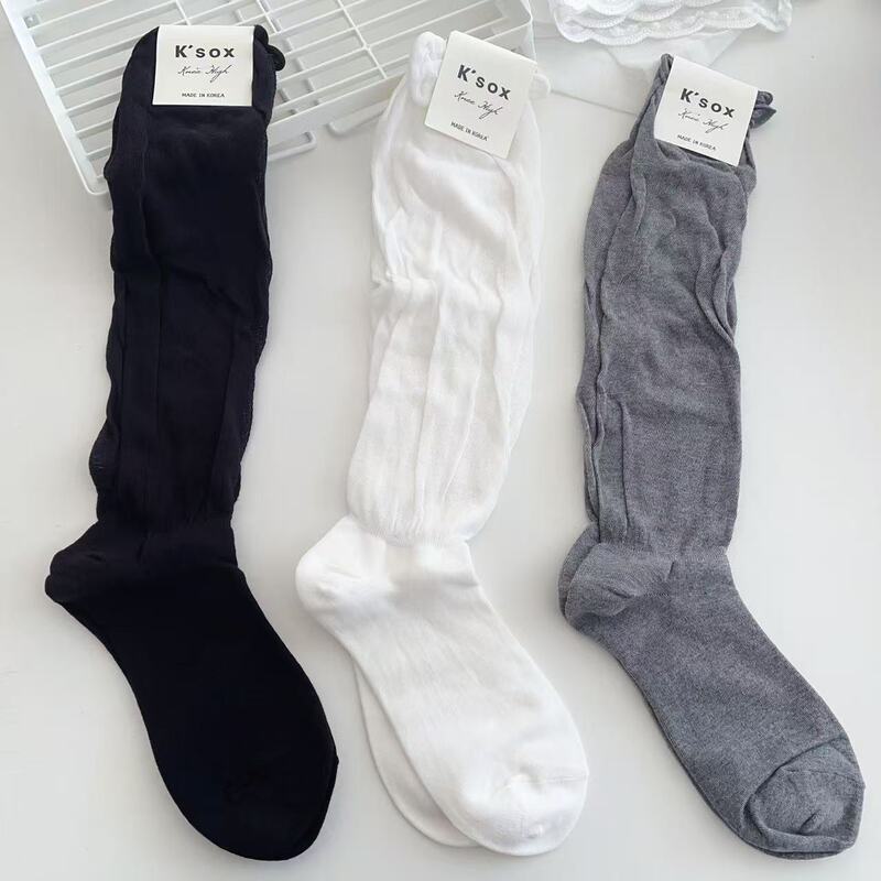 Early spring South Korea Dongdaemun imported wholesale purchasing KSOX socks women's socks solid color high calf pile cotton socks