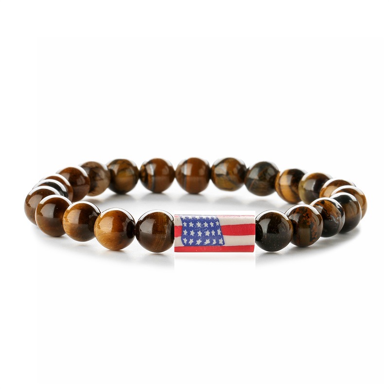 Europa y Estados Unidos transfronterizos banderas de ágata de piedra turquesa línea elástica cuentas pulseras pulseras pulseras de regalo para hombres y mujeres