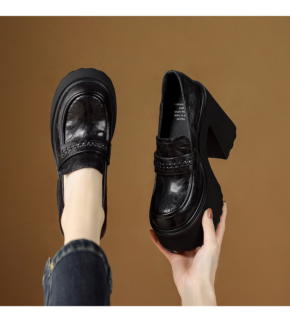 Giày loafer nữ đế dày da cừu non phong cách JK — màu nâu chi tiết 10