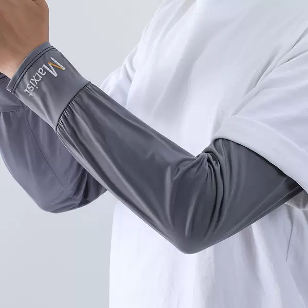 Summer Ice Silk Sun Protection Arm Sleeves for Men, Large Size, Extended Length, Cycling Arm Sleeves, Straight Arm Sleeves, Delivery Arm Protectors
