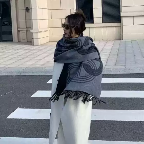 Aimage Faux Cashmere Scarf for Women, Autumn and Winter Korean Style, High-End Plaid Shawl, 2025 New Versatile Neck Scarf