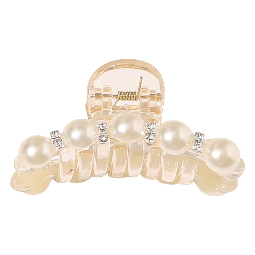 Qiyue Korean Hair Accessories Champagne Black Pearl Rhinestone Large and Small Hairpin Small Chanel Style Disc Hair Grab Clip B33-A