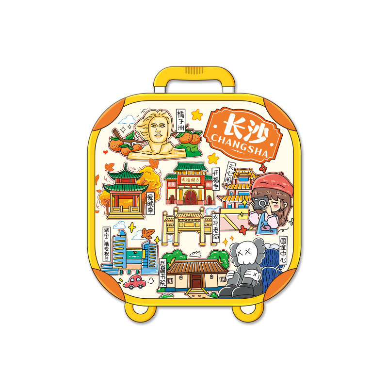 공장 WEN CHUANG 도시 폭발 금속 나무 창사 랜드 마크 관광 명소 특별 기념품 냉장고 스티커 재고 도매