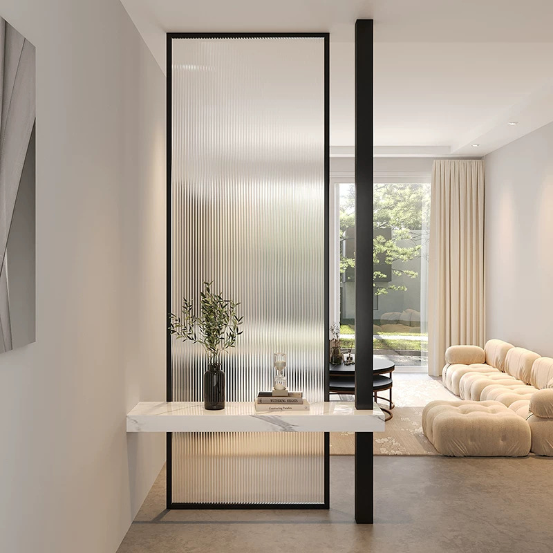 Modern Minimalist Entryway Living Room Changhong Glass Screen Partition Bathroom Divider Light Luxury Entrance Solid Wood Decorative Partition