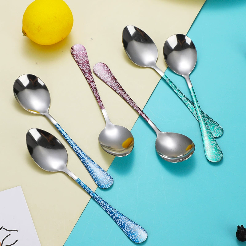 Фабрика оптовой нержавеющей стали посуда круглая ложка арбуз ложка остроконечная ложка Бытовая Посуда столовая с длинной ручкой ложка смешивания ложка