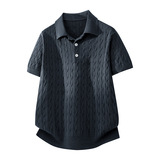 ZF8108-3D衫时尚高级T恤上衣美式麻花纹翻领针织短袖POLO男装，男装针织衫/毛衣，星座614