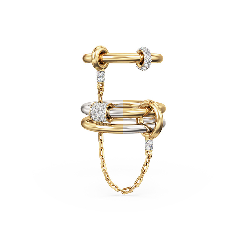 S925 Sterling Silver Diamond Ring Set Luxury Two Tone Jewelry_voghion.com