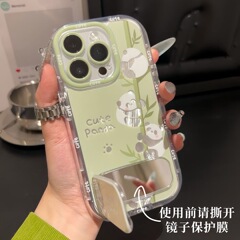 熊猫镜子支架适用苹果16/15pro手机壳华为vivo小米15oppo泡芙羽纱