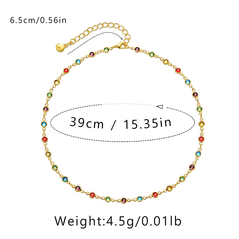 Retro Round Copper Inlaid Zircon Necklace