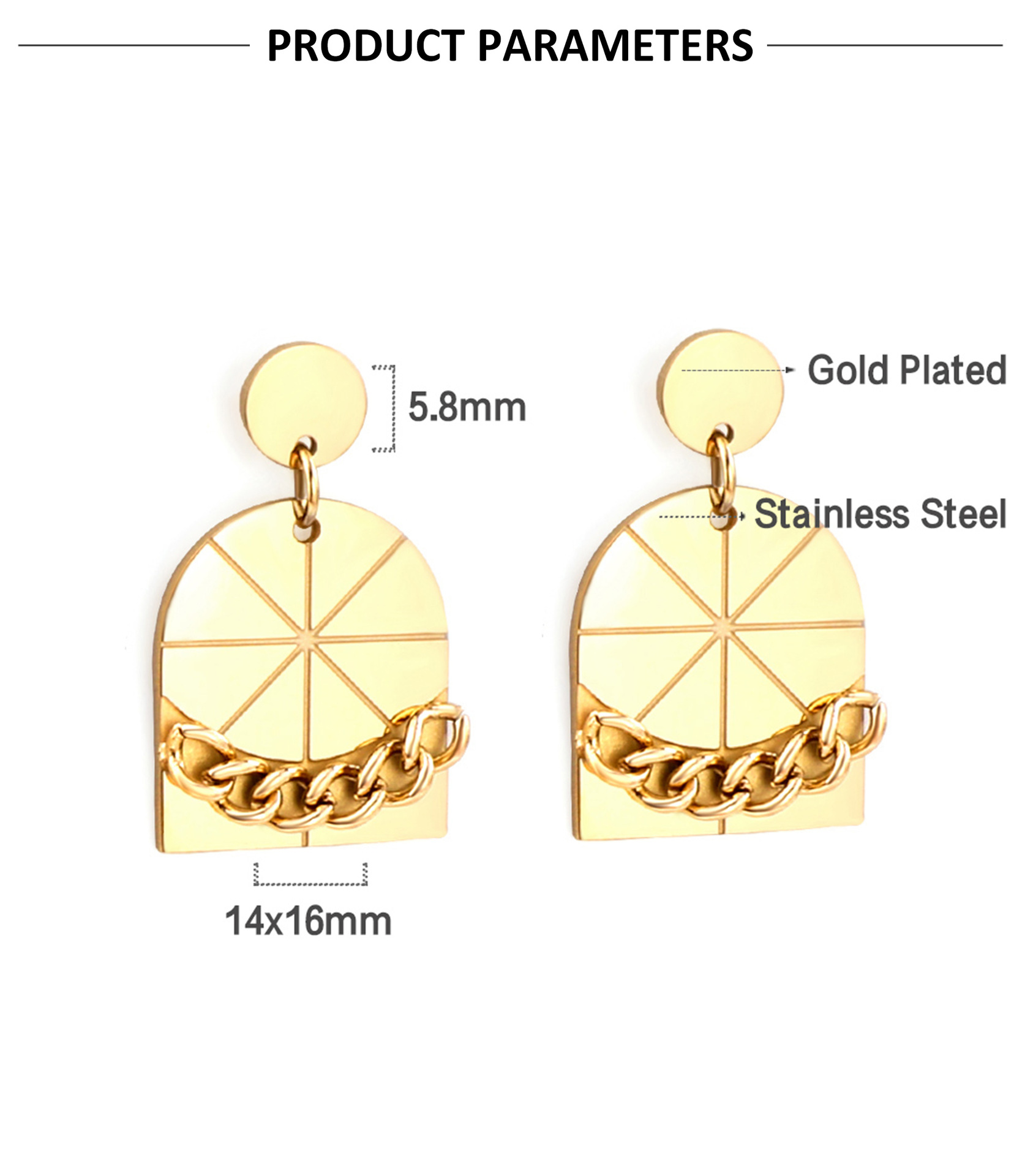 Fashion Geometric Stainless Steel Plating Earrings 1 Pair