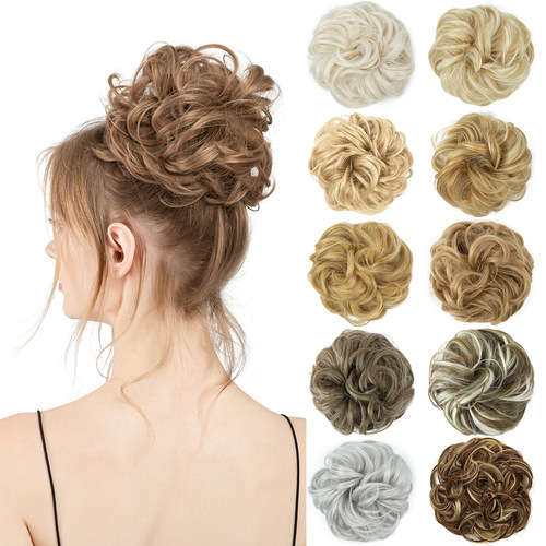 Foreign trade Amazon European and American wig women's bud ball head chemical fiber invisible fluffy natural long beard wig hair ring