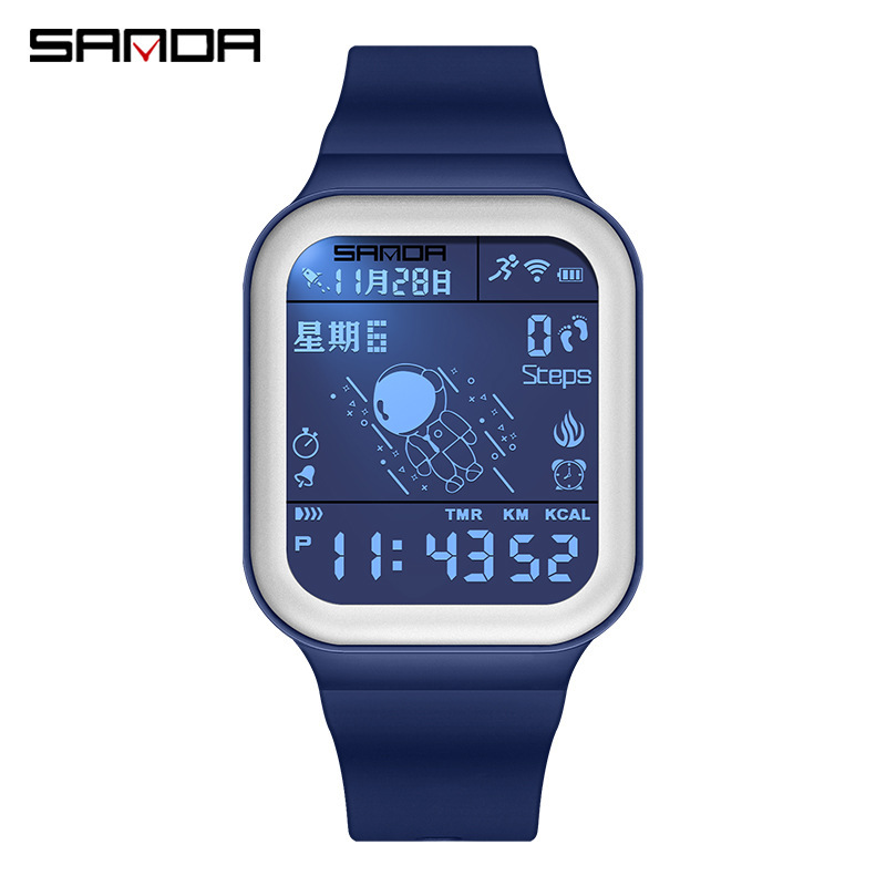 SANDA caloría paso contando reloj electrónico deportes al aire libre impermeable astronauta estudiante juventud reloj 6101