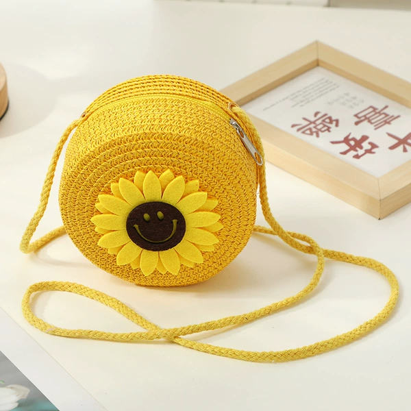 Yellow Smiley Sun Flower Small Round Bun 12c'm