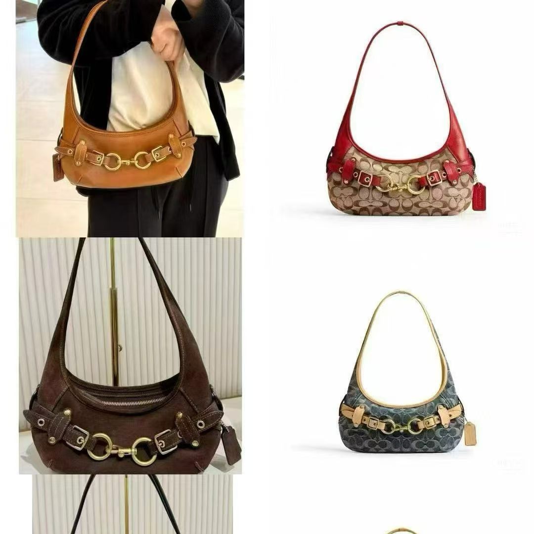 New Ergo26 saddle bag, vintage monogrammed pea bag, retro motorcycle bag, crescent-shaped bag, women's bag