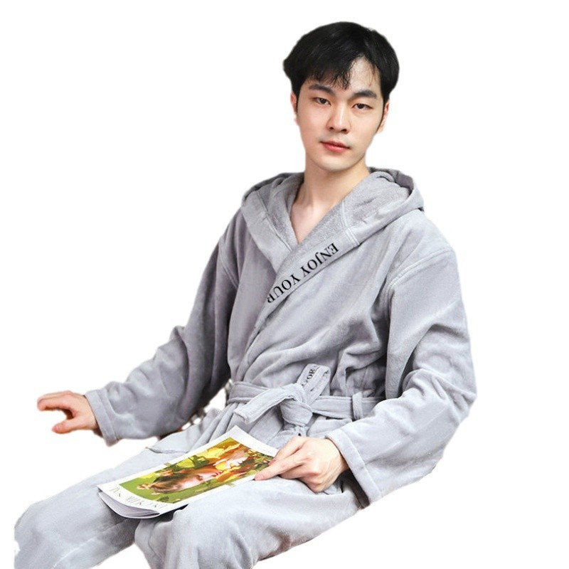 순면 목욕 가운 흡수성 타월 소재 커플 남녀 목욕 타월 가을과 겨울 따뜻한 잠옷 롱 올 시즌 유니버설