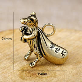 复古纯铜钥匙扣创意黄铜十二生肖钥匙挂件简约可爱生肖动物仿古