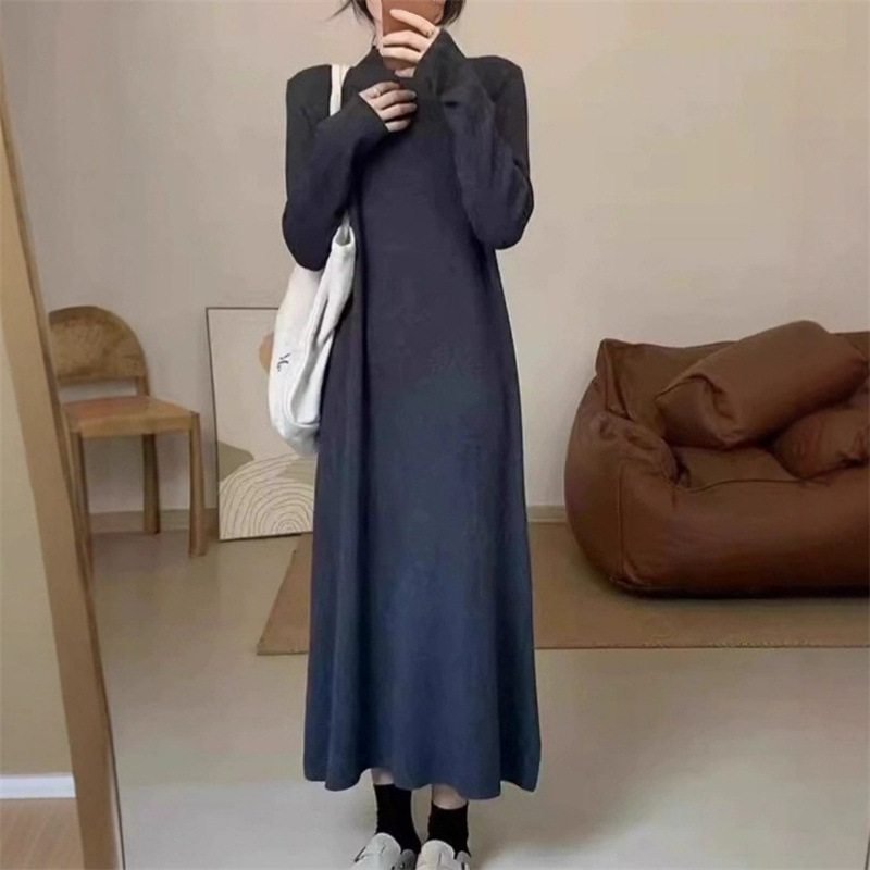 Extra Long Sweater Dress over the Knee for Women in Autumn and Winter New Style Slim Fit Inner Slimming Look Bottoming Knitted Dress Long Skirt Extra Long Sweater Dress over the Knee for Women in Autumn and Winter New Style Slim Fit Inner Slimming Look Bottoming Knitted Dress Long Skirt