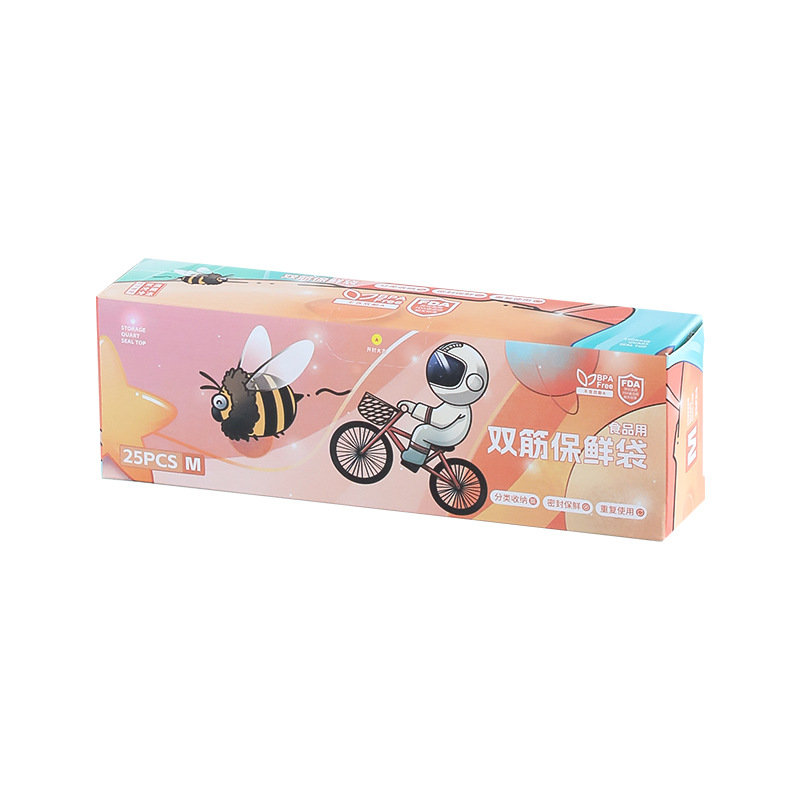 Comida de cocina bolsa de mantenimiento fresco bolsa sellada de doble costilla de grado alimenticio para el hogar bolsa de plástico transparente de almacenamiento de alimentos engrosada