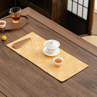 Song brocade double-sided tea mat wholesale table runner Zen retro butterfly dry bubble mat high-end Chinese tea tablecloth brocade strip