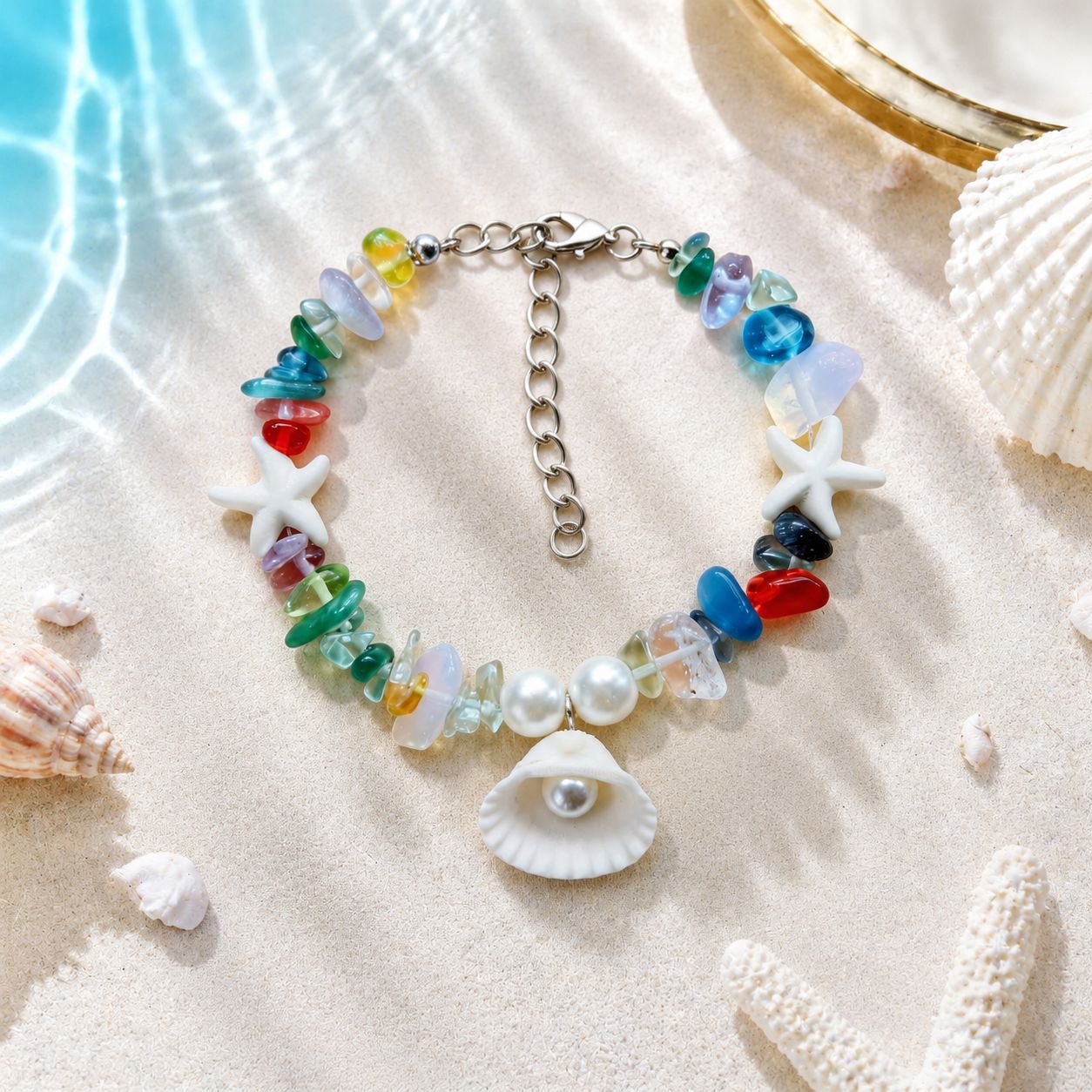 Concha natural, estrella de mar, caracola, pulsera tejida a mano, estilo oceánico, vacaciones en la playa, joyería de nicho para mujer, verano image 16