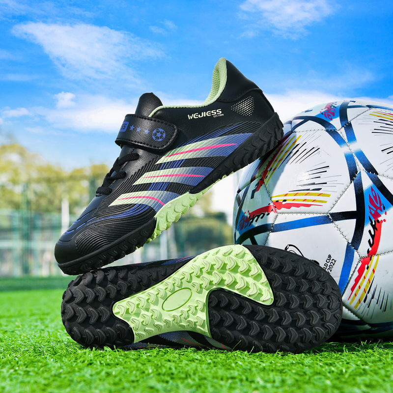 Tenis de Fútbol Multitaco con Cierre Autoadhesivo para Niños de TPU con Amortiguación para Césped Natural y Artificial