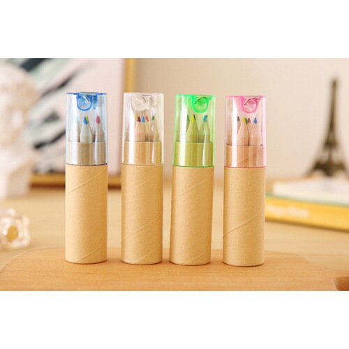 Log color barrel colored lead 6 color small colored lead long barrel 12 pieces colored pencil children's painting pen graffiti pen