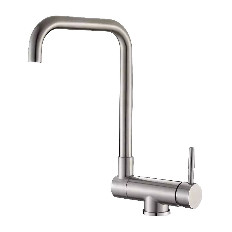Stainless steel, hot and cold, turning turning, stacking cold and cold water faucet double rotation horizontal three -way side -opened vegetable basin faucet