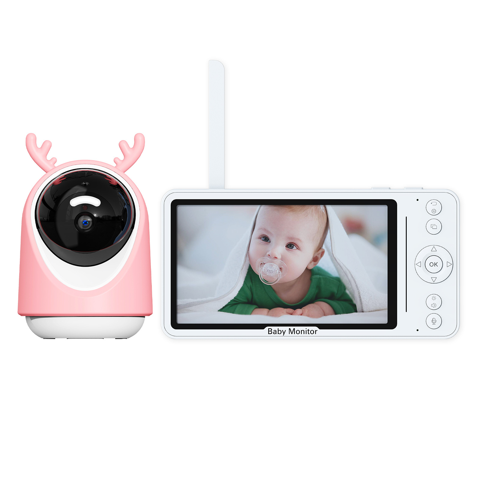 Monitor Inteligente para Bebés de 5 Pulgadas con Cámara FHD, con Función de Giro e Inclinación y Kit de Monitoreo de Pantalla, para Cuidado Infantil