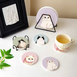 隔热垫杯垫餐桌垫吸水垫盘子垫摆拍道具餐盘垫防滑垫硅藻泥卡通