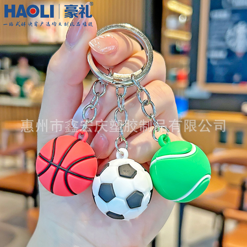 Simulación creativa llavero de baloncesto tenis rugby fútbol muñecas bolsas colgantes club pequeños regalos al por mayor