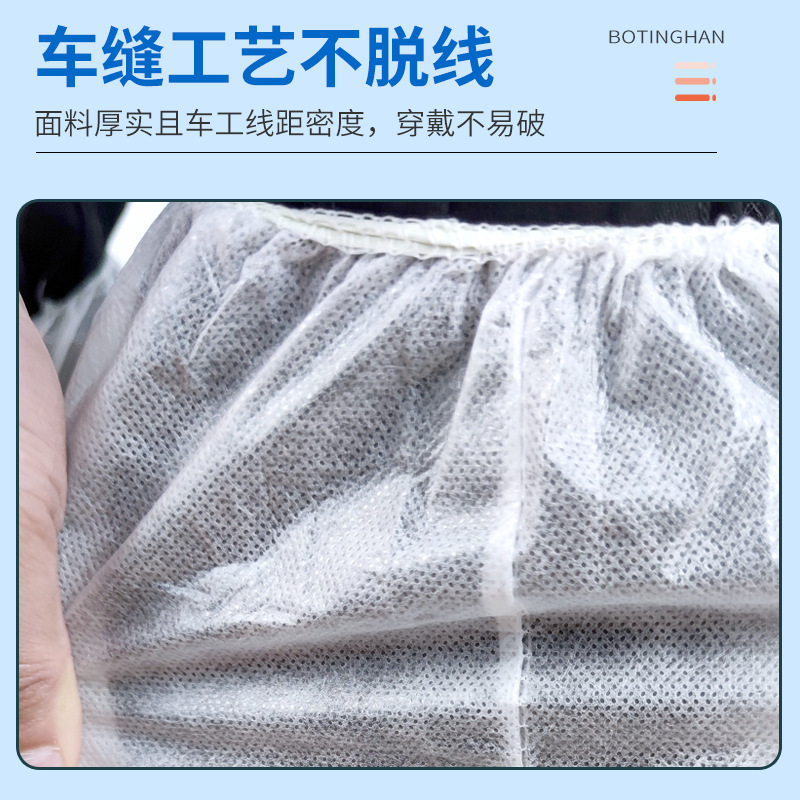 Cubierta de zapato alargada desechable PP PE laminado película transpirable tela no tejida cubierta de botas impermeable de doble gluten correa de cintura alta